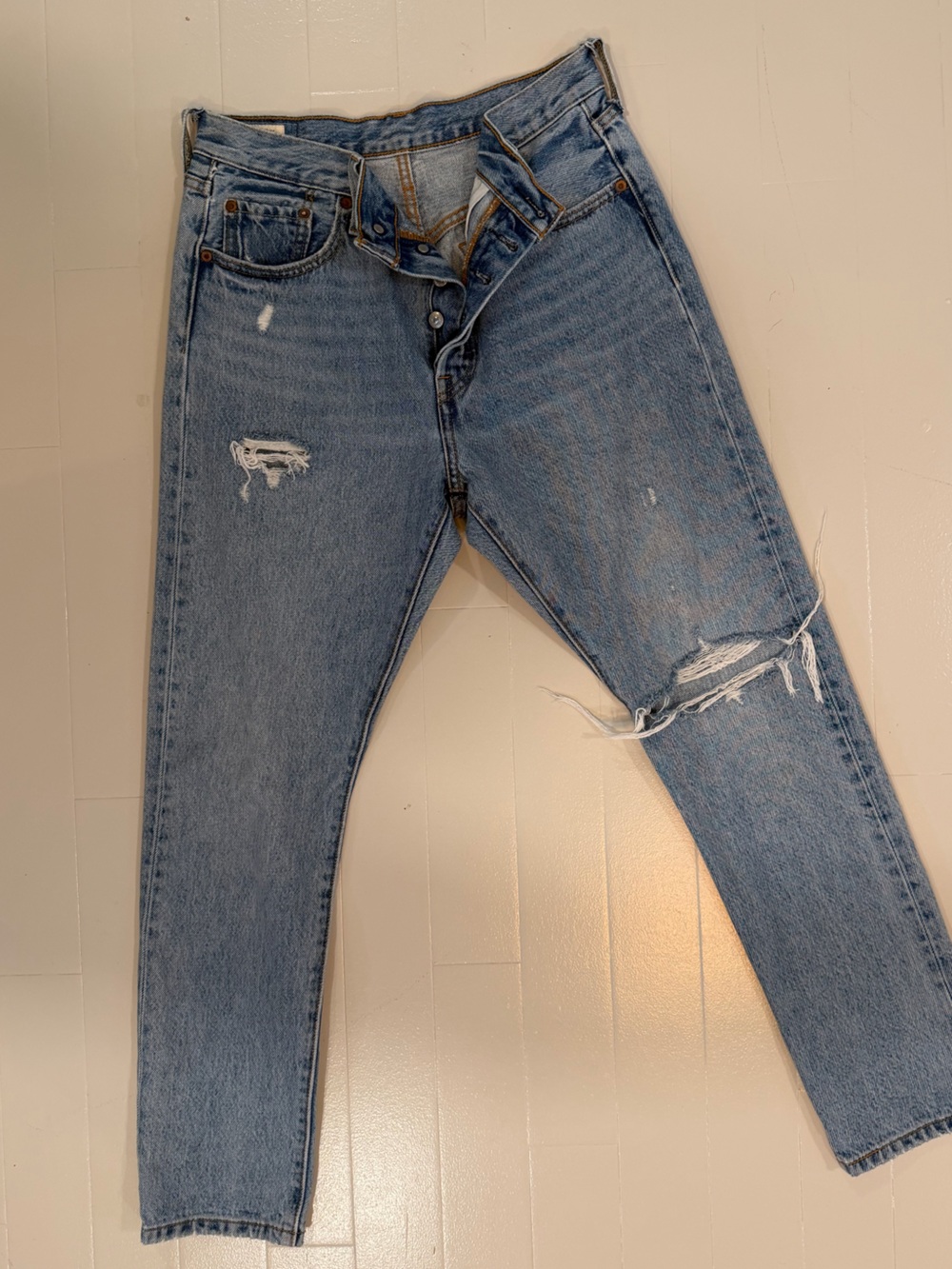 Levi's Light Blue Distressed Relaxed Fit Jeans